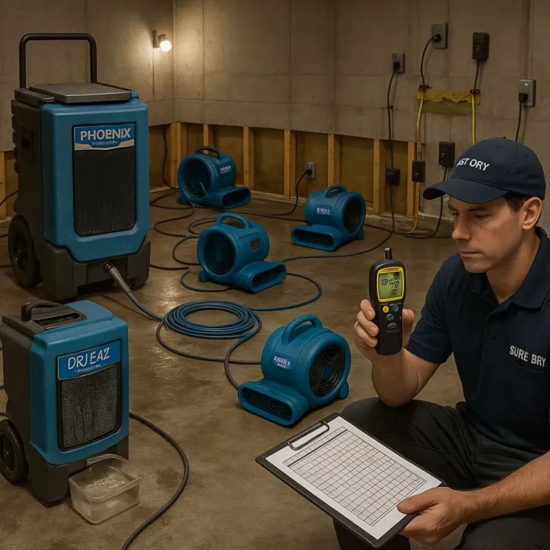 Structural Drying and Dehumidification process in Sac City, IA